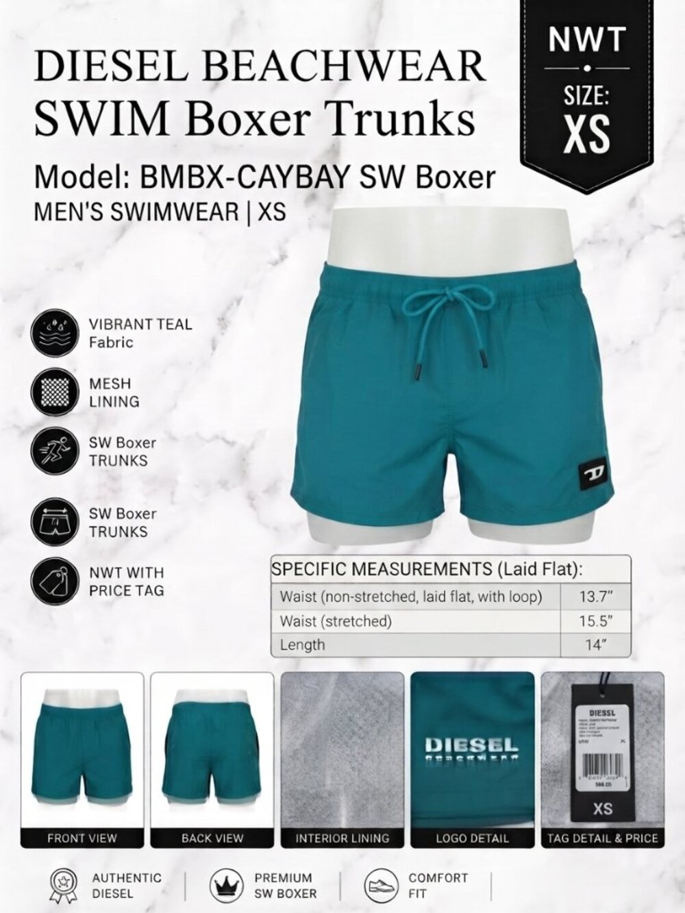 NWT Diesel swimwear board shorts BMBX-CAYBAY SW Boxer trunks